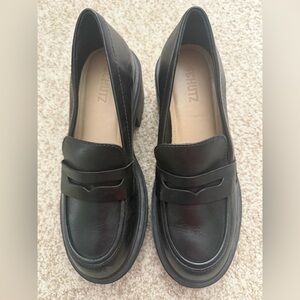 SCHUTZ leather heels chunky Classic Black Women's sneakers 7.5B goth
